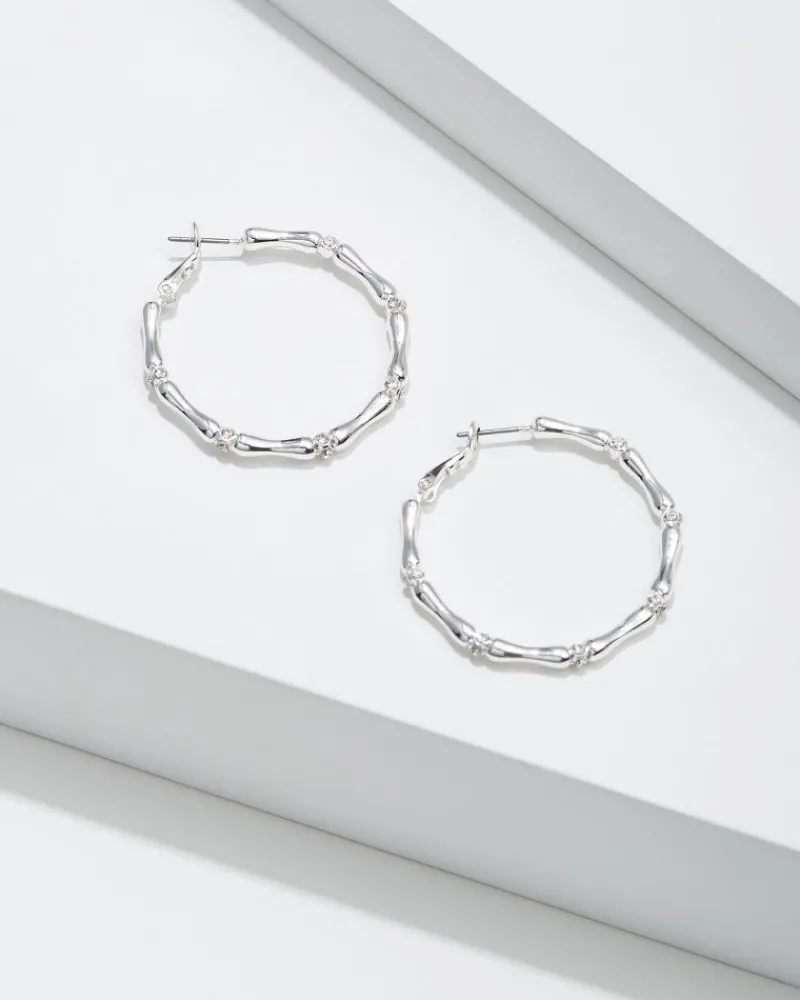 Tommy Bahama Island Essence Bamboo Hoop Earrings Silver Outlet