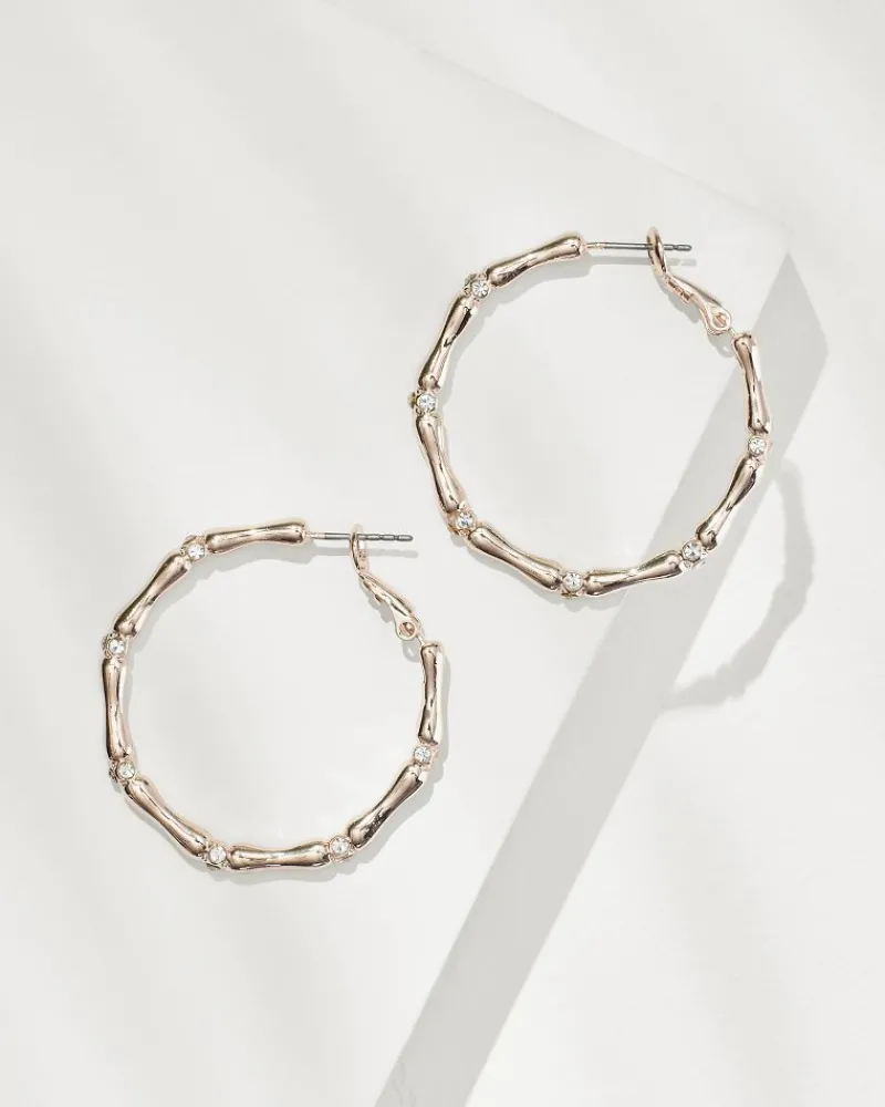 Tommy Bahama Island Essence Bamboo Hoop Earrings Rose Gold New