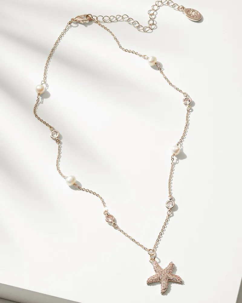 Tommy Bahama Island Essence Starfish Pearl Necklace Rose Gold Hot