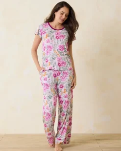Tommy Bahama Jersey Short Sleeve & Pants Pajama Set Blushing New