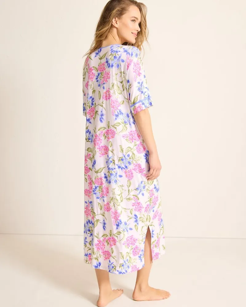 Tommy Bahama Jersey Short-Sleeve Maxi Sleep Caftan Ivory Sale