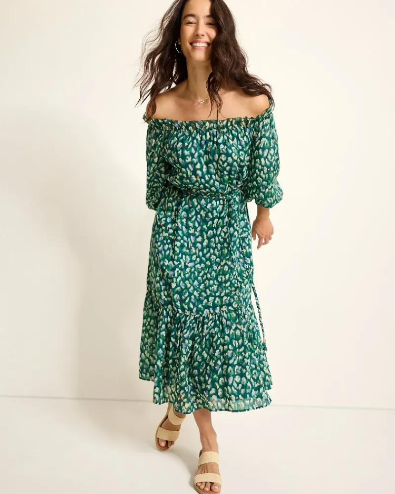Tommy Bahama Jeweled Jaguar Midi Dress Blue Atlas Discount