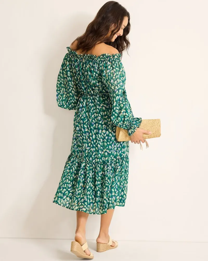 Tommy Bahama Jeweled Jaguar Midi Dress Blue Atlas Discount