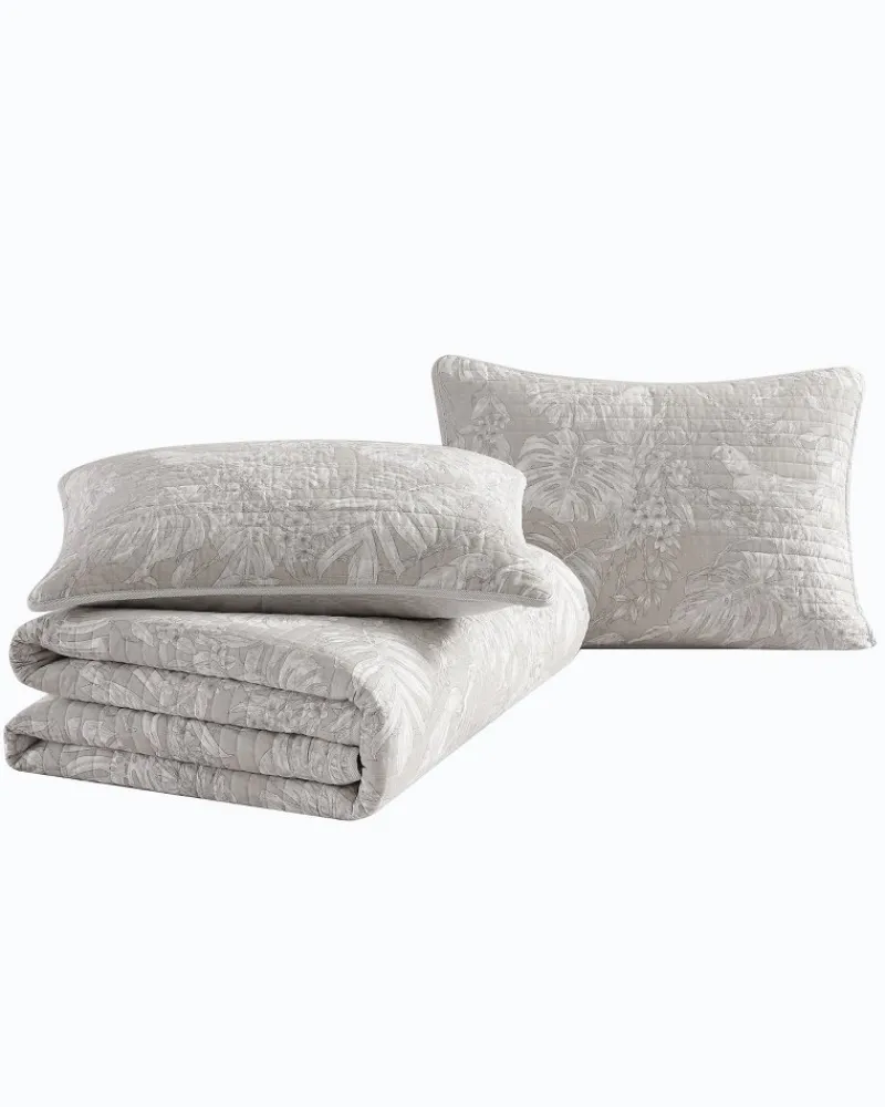 Tommy Bahama Jungle Toile Reversible 3-Piece Full/Queen Quilt Set Beige Hot