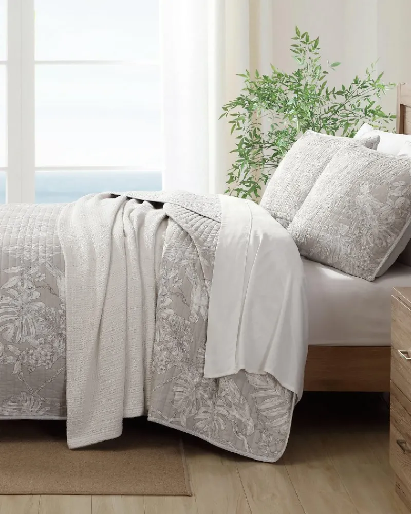 Tommy Bahama Jungle Toile Reversible 3-Piece Full/Queen Quilt Set Beige Hot