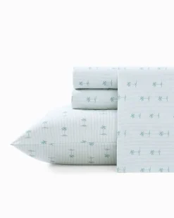 Tommy Bahama Kew Palms 4-Piece King Sheet Set Blue/Silver Best