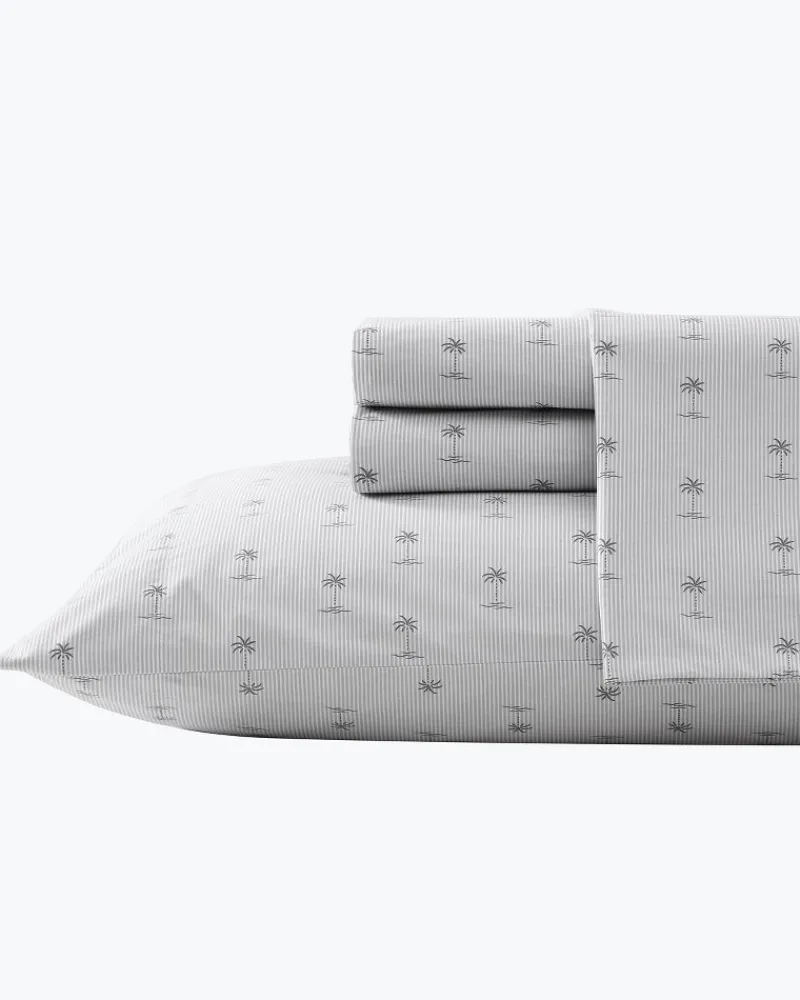 Tommy Bahama Kew Palms 4-Piece King Sheet Set Grey New