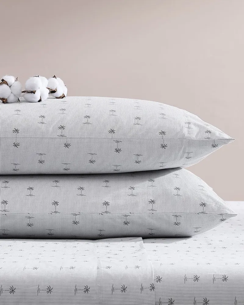 Tommy Bahama Kew Palms 4-Piece King Sheet Set Grey New