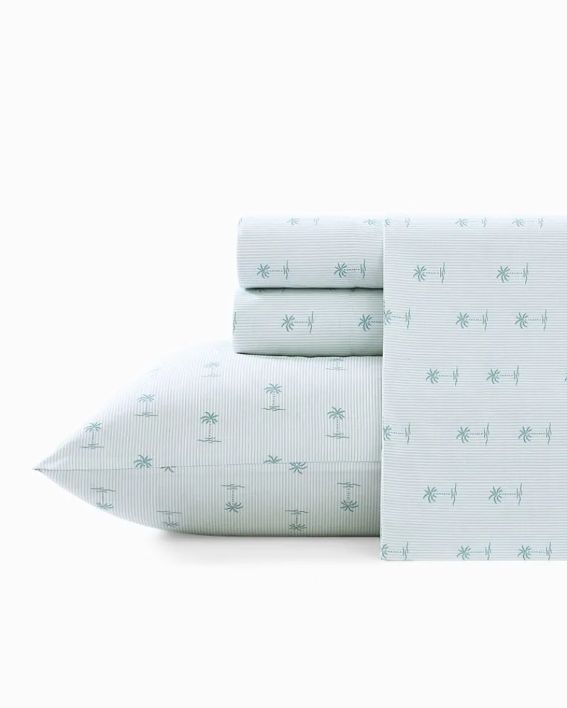 Tommy Bahama Kew Palms 4-Piece Queen Sheet Set Blue/Silver Online