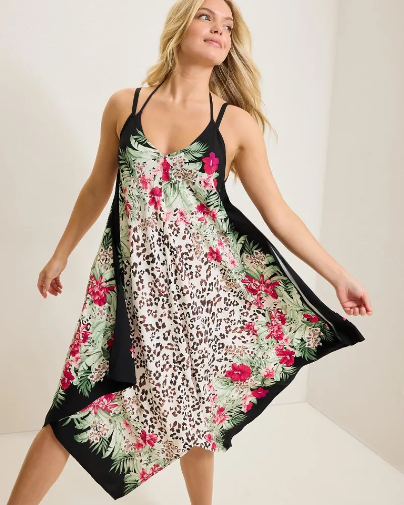 Tommy Bahama Lily Cat Scarf Coverup Dress Black