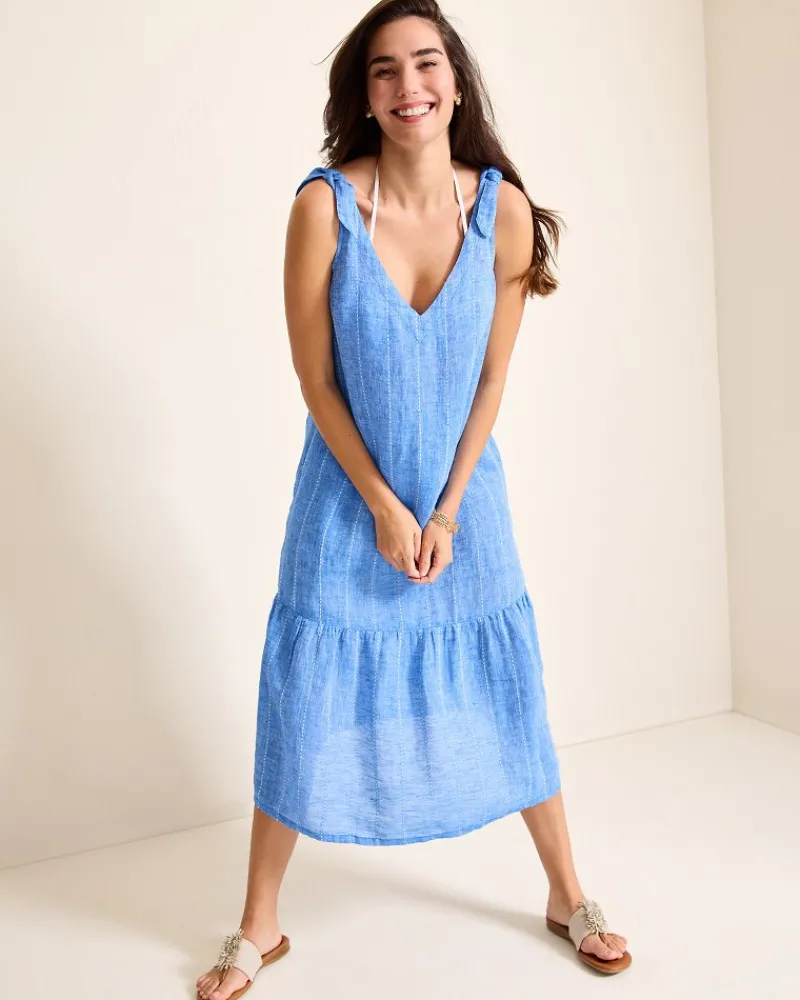 Tommy Bahama Linen Midi Coverup Dress Turkish Sea Clearance