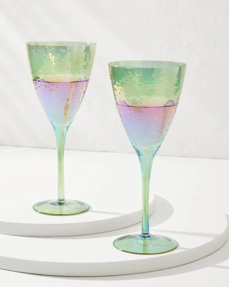 Tommy Bahama Luster Wine Glasses — Set of 2 Light Blue Hot