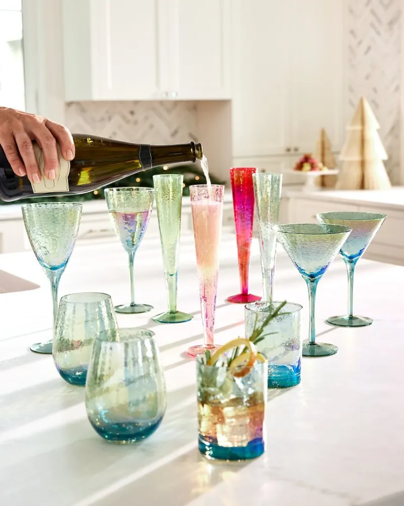Tommy Bahama Luster Wine Glasses — Set of 2 Light Blue Hot