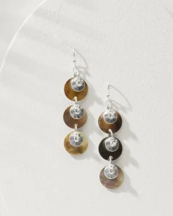 Tommy Bahama Marco Island Grey Multi-Shell Drop Earrings Silver Discount