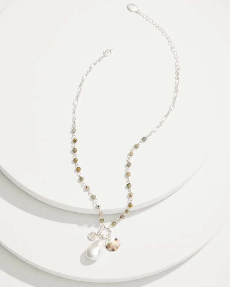 Tommy Bahama Marco Island Shell and Mother of Pearl Pendant Necklace Silver Online