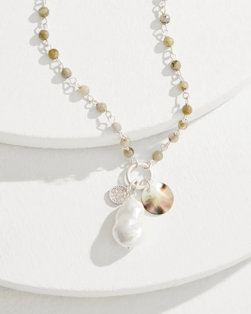 Tommy Bahama Marco Island Shell and Mother of Pearl Pendant Necklace Silver Online
