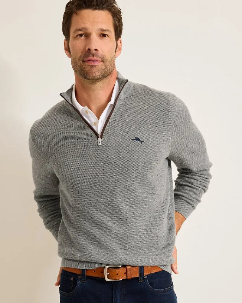 Tommy Bahama Marlin Luxe Half-Zip Sweater Carbon Grey Heather