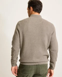 Tommy Bahama Marlin Luxe Half-Zip Sweater Brindle Taupe Heather Sale