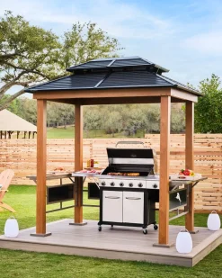 Tommy Bahama Maui Grill Galvanized Steel Roof Shelter Natural