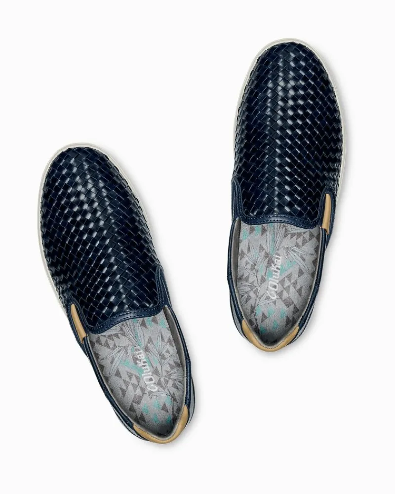 Tommy Bahama Men's OluKai® Lae'ahi Lauhala Slip-On Sneakers Trench Blue New