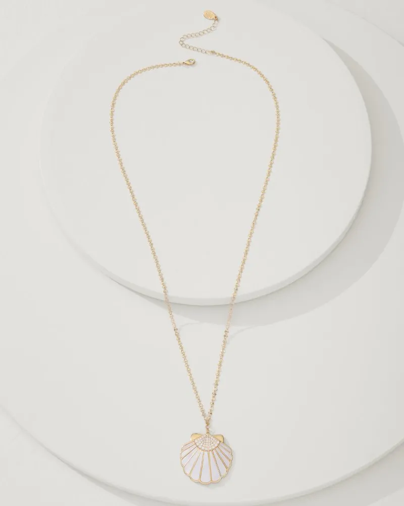 Tommy Bahama Moments in Paradise Mother of Pearl and Shell Pendant Necklace Gold Clearance