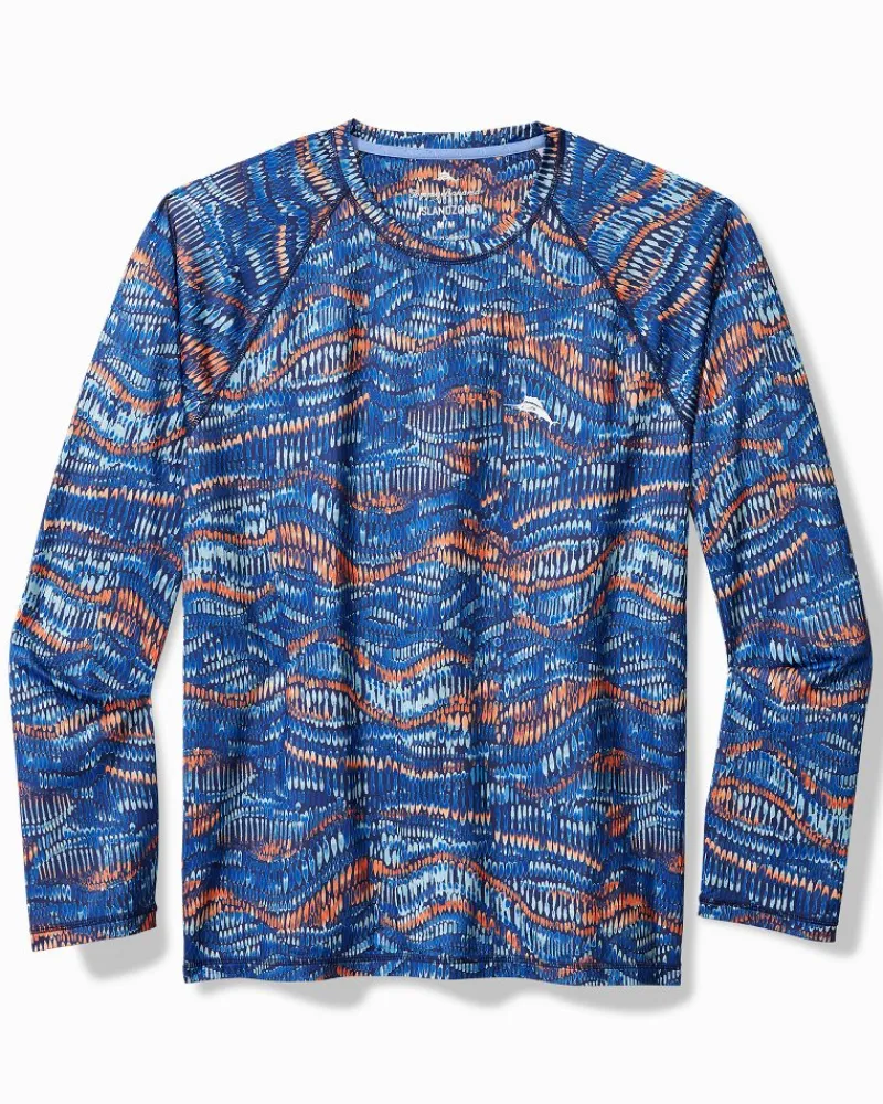 Tommy Bahama Monte Rio Geo Crew IslandZone® Rash Guard Kingdom Blue Sale