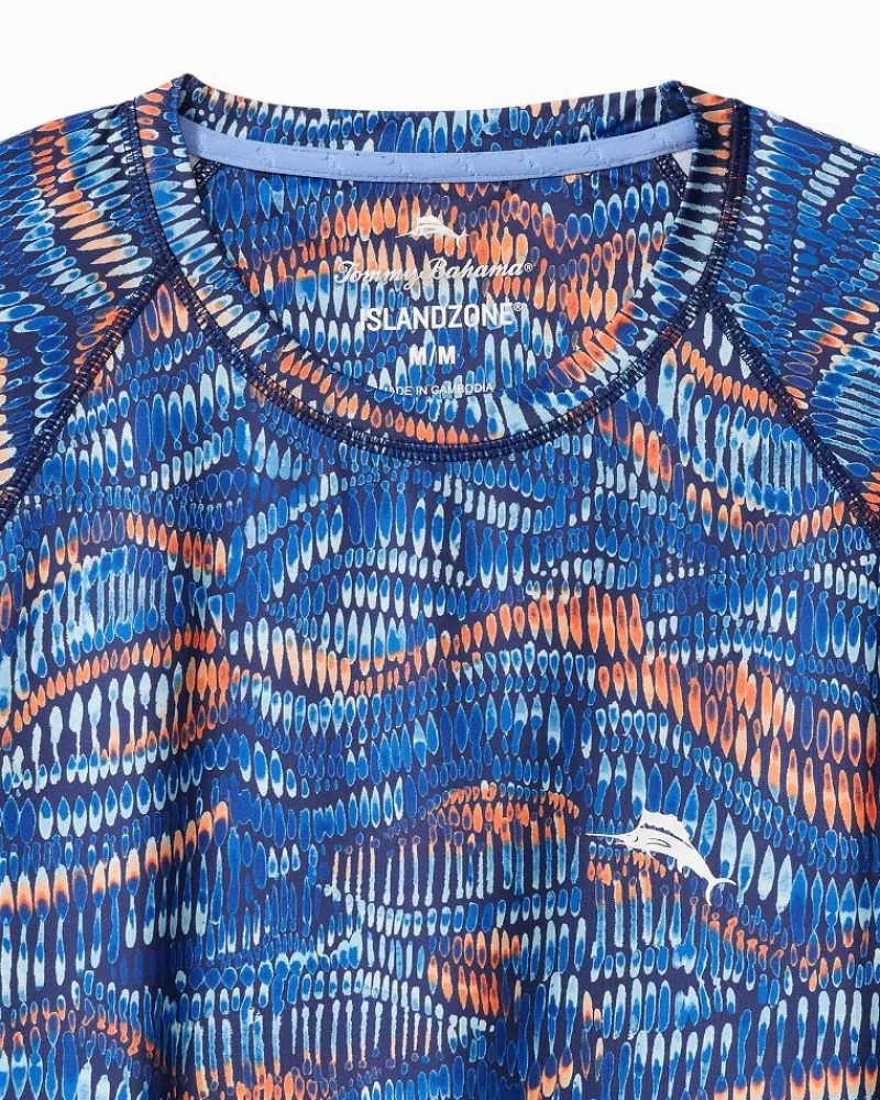 Tommy Bahama Monte Rio Geo Crew IslandZone® Rash Guard Kingdom Blue Sale