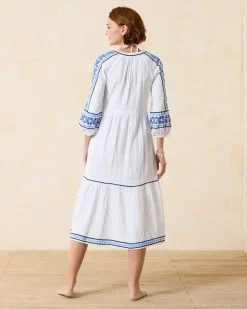 Tommy Bahama Mykonos Gauze Midi Coverup Dress White Clearance