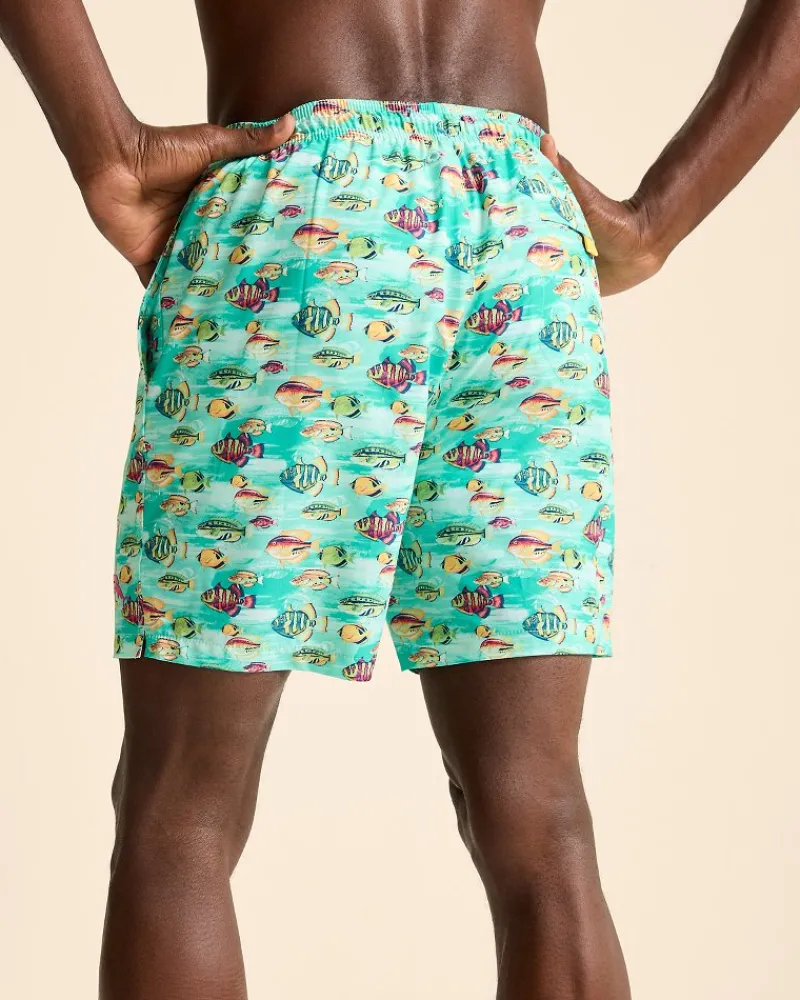 Tommy Bahama Naples Fintastic 6-Inch Swim Trunks Kohala Teal New