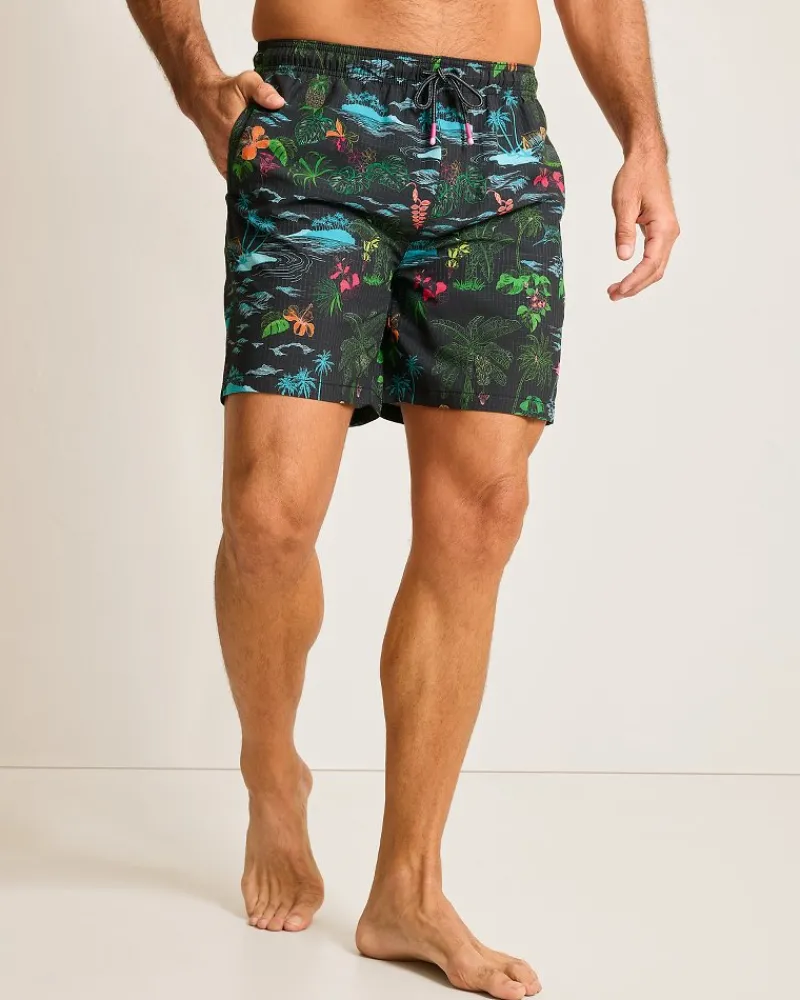 Tommy Bahama Naples Neon Shores 6-Inch Swim Trunks Black Sale