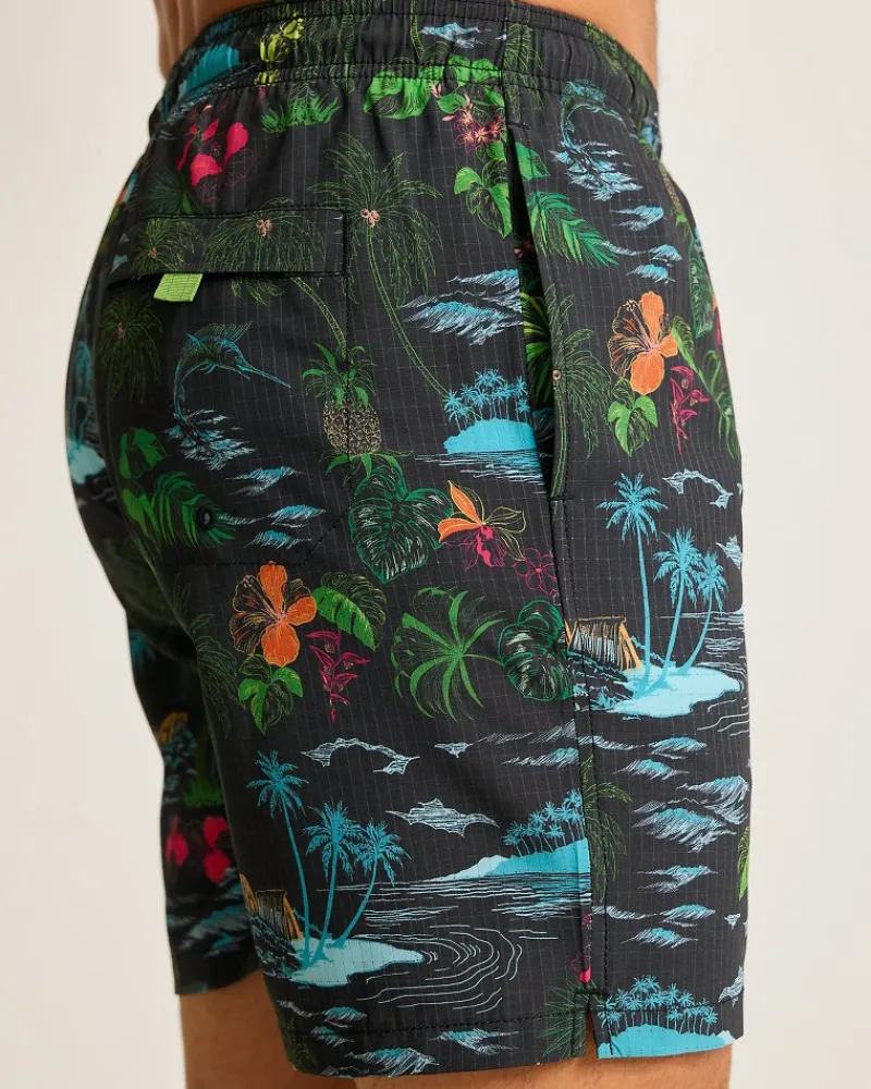 Tommy Bahama Naples Neon Shores 6-Inch Swim Trunks Black Sale
