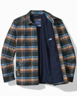 Tommy Bahama Oak Harbor Flannel Shirt Jacket Deep Slate Sale
