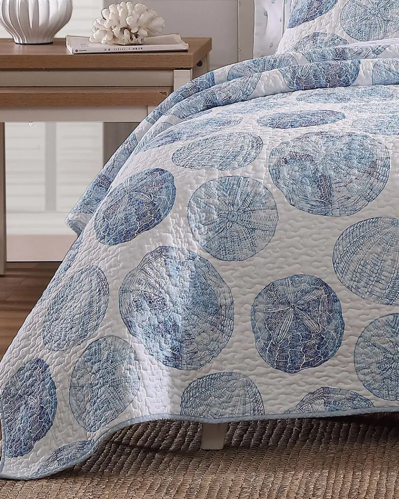 Tommy Bahama Ocean Isle 3-Piece Full/Queen Quilt Set Blue Hot