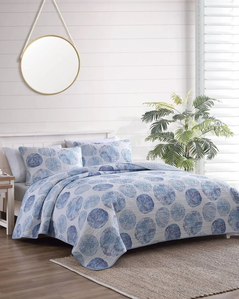Tommy Bahama Ocean Isle 3-Piece King Quilt Set Blue Sale