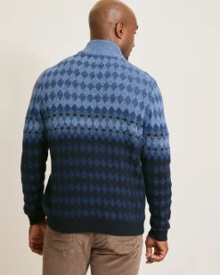 Tommy Bahama Ombré Argyle Half-Zip Sweater Navy Clearance
