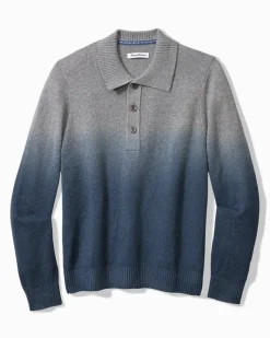 Tommy Bahama Ombré Dip-Dye Sweater Polo Dress Blues New
