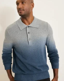 Tommy Bahama Ombré Dip-Dye Sweater Polo Dress Blues New