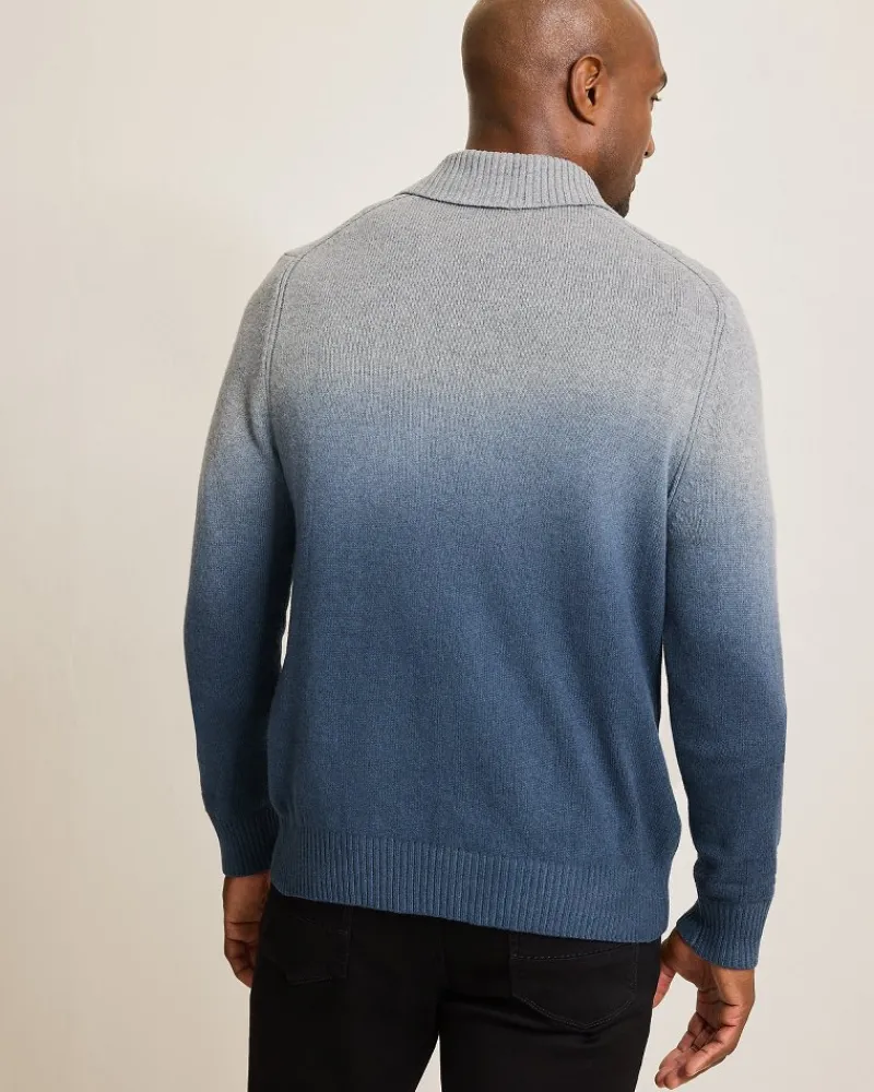 Tommy Bahama Ombré Dip-Dye Sweater Polo Dress Blues New