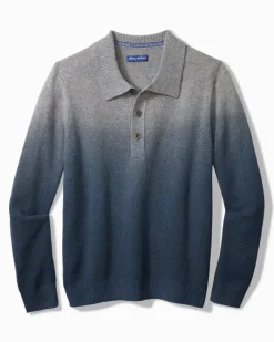 Tommy Bahama Ombré Dip-Dye Sweater Polo Dress Blues New