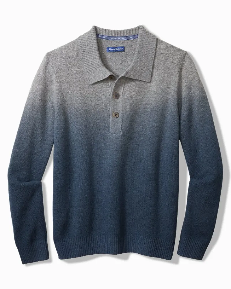 Tommy Bahama Ombré Dip-Dye Sweater Polo Dress Blues New