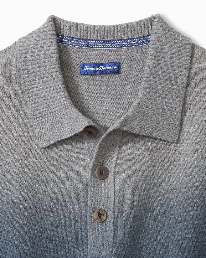 Tommy Bahama Ombré Dip-Dye Sweater Polo Dress Blues New