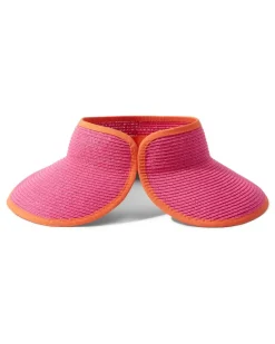 Tommy Bahama Packable Ultra-Braid Visor Hot Pink/Orange New