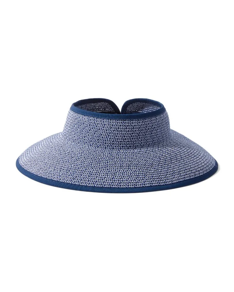 Tommy Bahama Packable Ultra-Braid Visor Navy/White Mix New