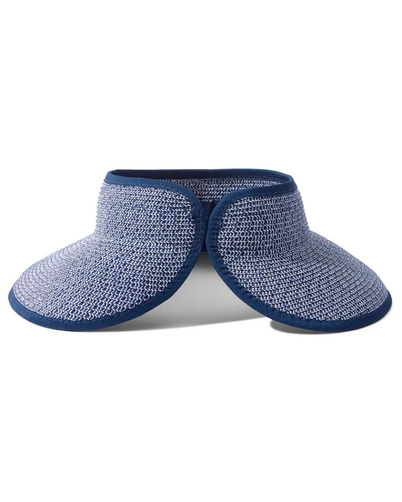 Tommy Bahama Packable Ultra-Braid Visor Navy/White Mix New