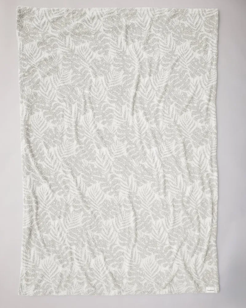 Tommy Bahama Palm Fronds Faux Teddy Throw Grey Sale