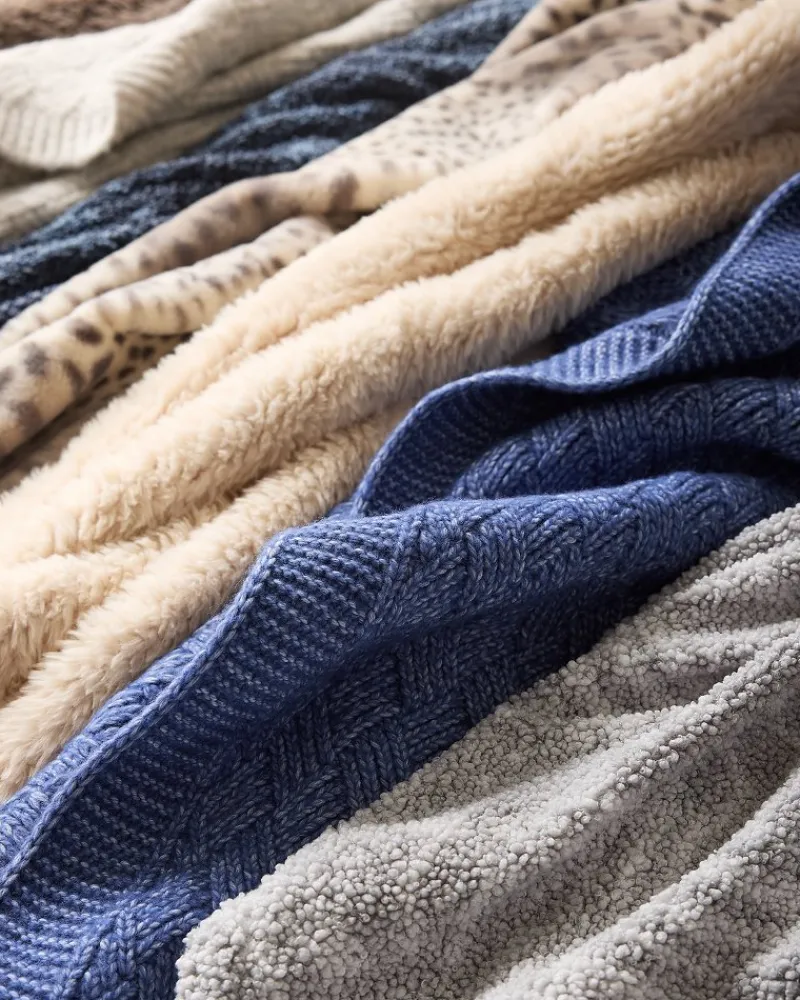 Tommy Bahama Palm Fronds Faux Teddy Throw Grey Sale