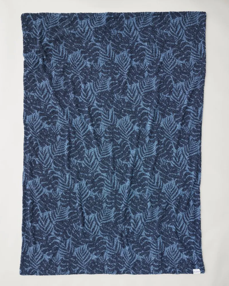 Tommy Bahama Palm Fronds Faux Teddy Throw Navy Online