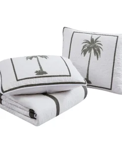 Tommy Bahama Palm Island King Quilted King Sham Grey New