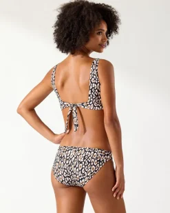 Tommy Bahama Palm Modern® Safari Cat V-Neck Bikini Top Black Clearance