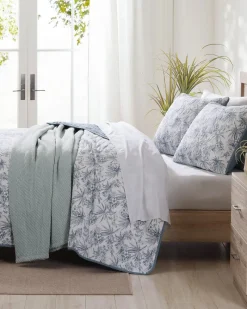 Tommy Bahama Pen and Ink Palm Reversible 2-Piece Twin Quilt Set Indigo Outlet